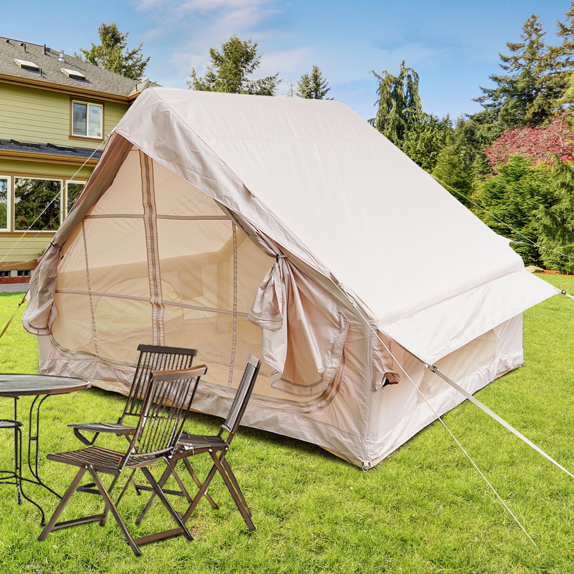 Inflatable Camping Tent With Pump For 4-6 Person