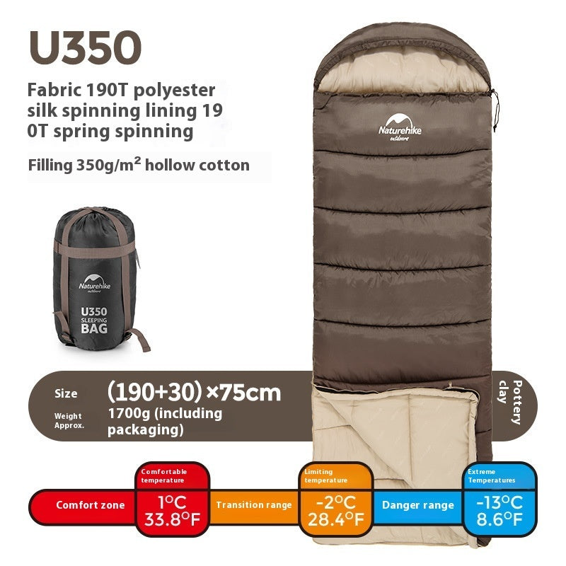 Envelope Hooded Camping Sleeping Bag