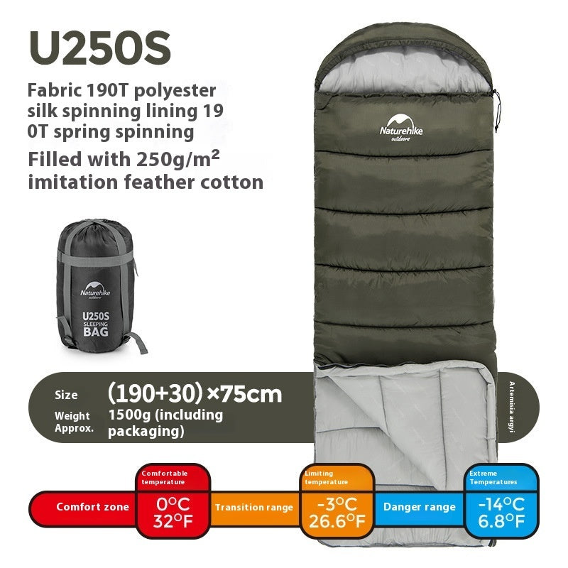 Envelope Hooded Camping Sleeping Bag