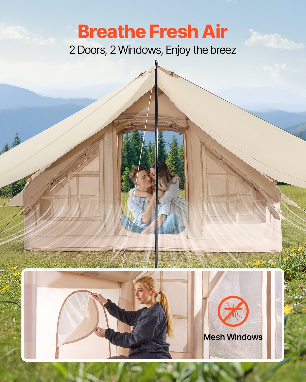 Inflatable 3-5 Person Easy Setup Camping Tent