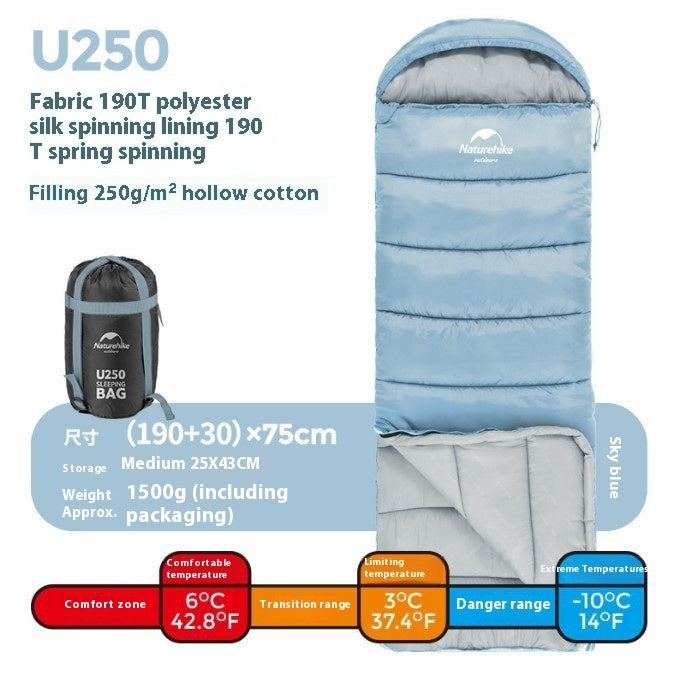 Envelope Hooded Camping Sleeping Bag