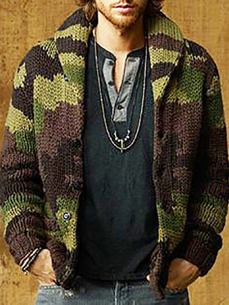 Men's lapel camouflage jacket