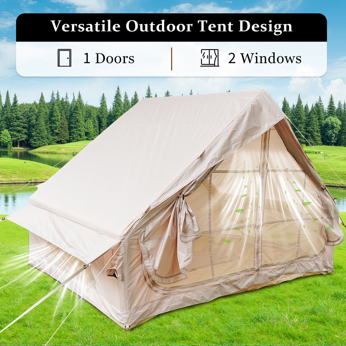 Inflatable Camping Tent With Pump For 4-6 Person