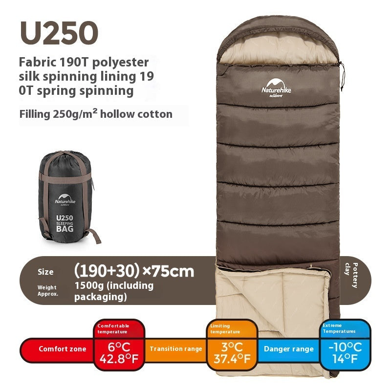 Envelope Hooded Camping Sleeping Bag