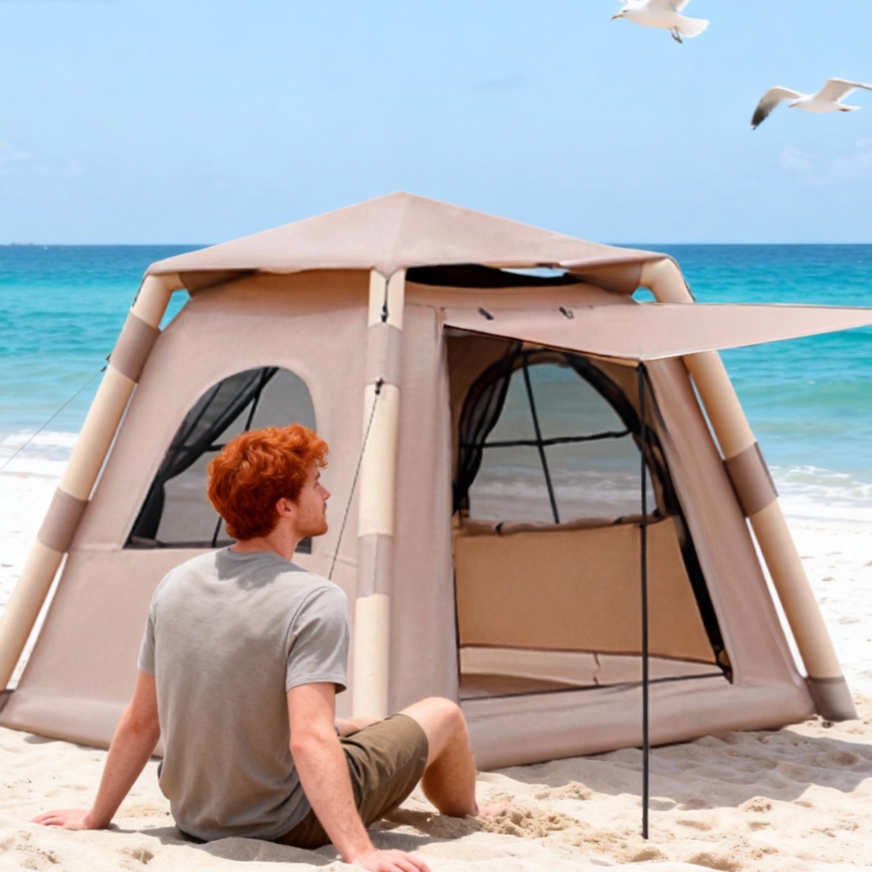 Inflatable Outdoor 2-4-person Quick-opening Tent
