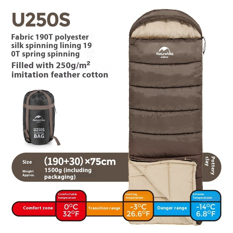 Envelope Hooded Camping Sleeping Bag