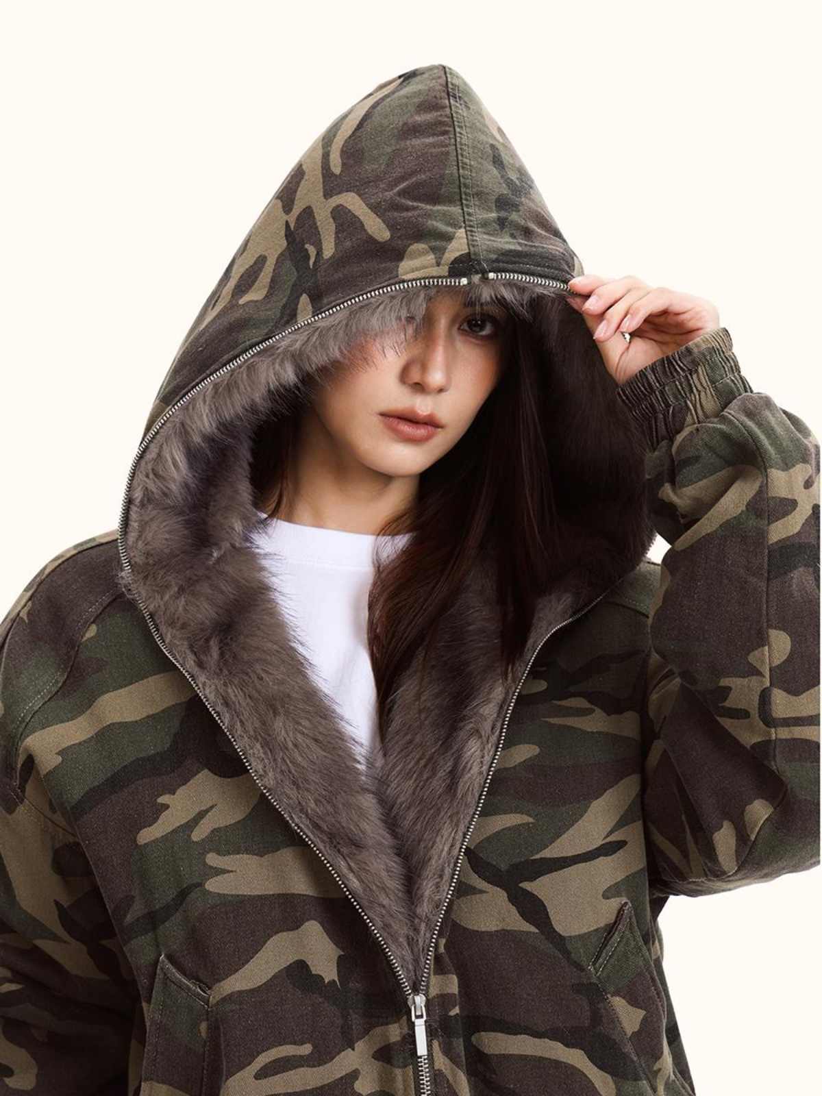 Women's Hooded Camouflage Cotton-padded Jacket