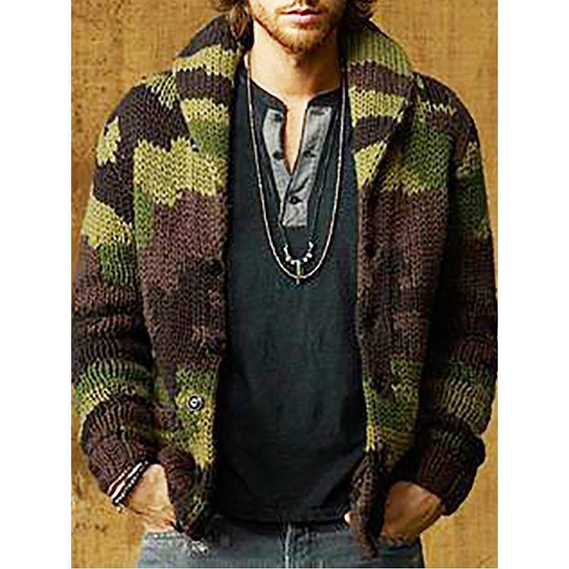 Men's lapel camouflage jacket