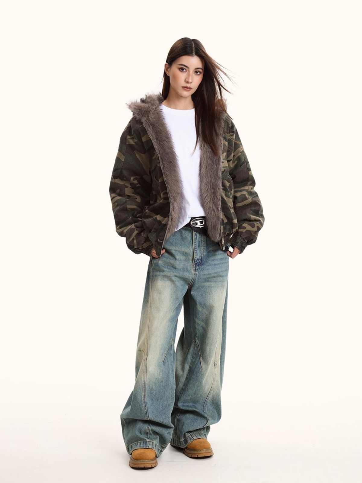 Women's Hooded Camouflage Cotton-padded Jacket