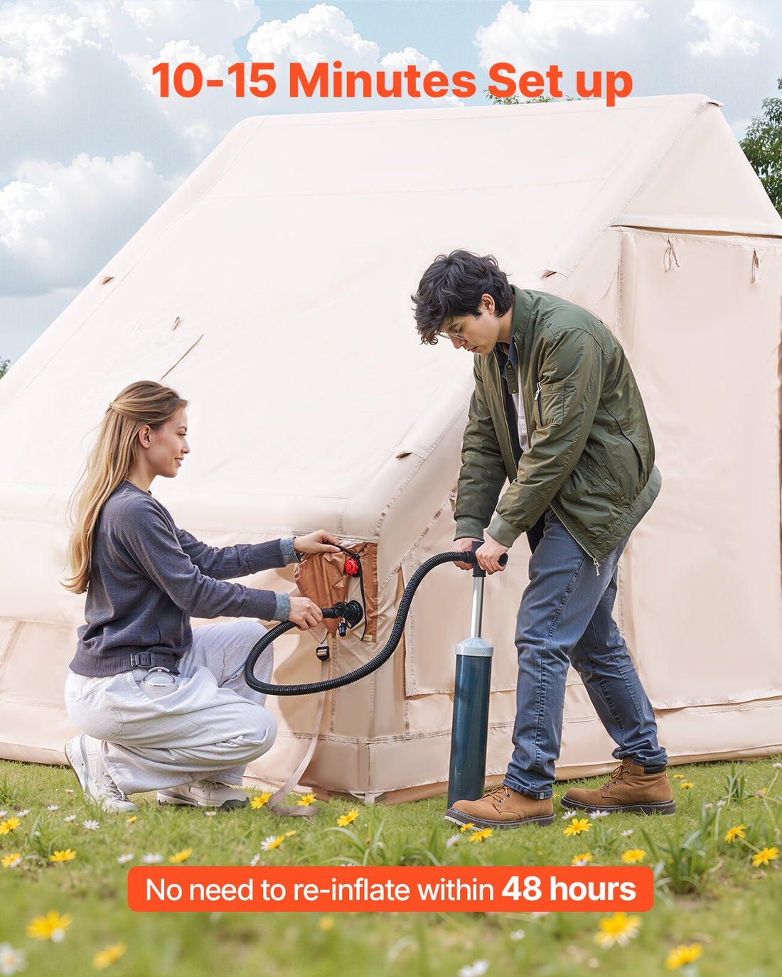 Inflatable 3-5 Person Easy Setup Camping Tent