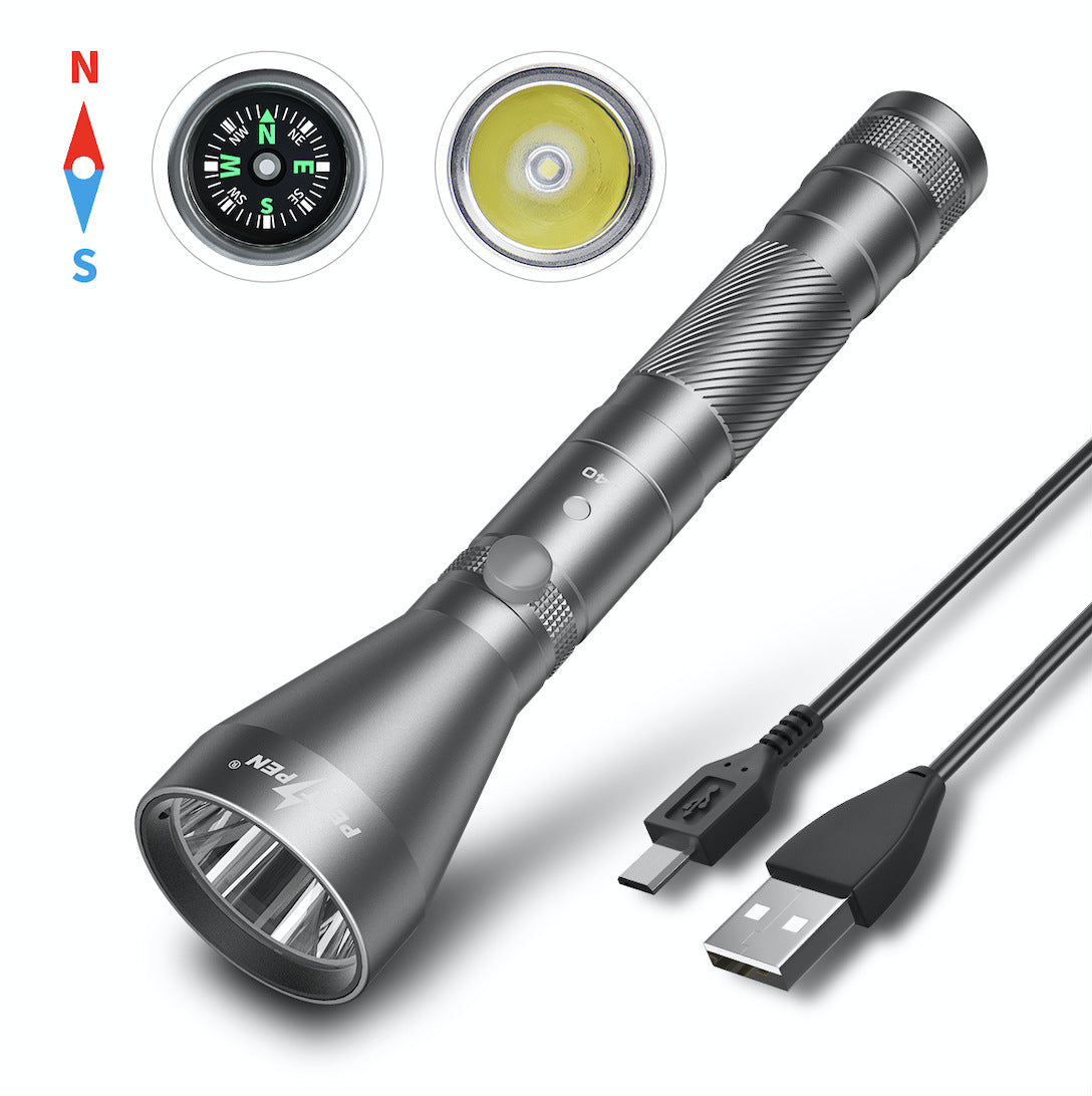 Outdoor Camping Compass Rechargeable Flashlight