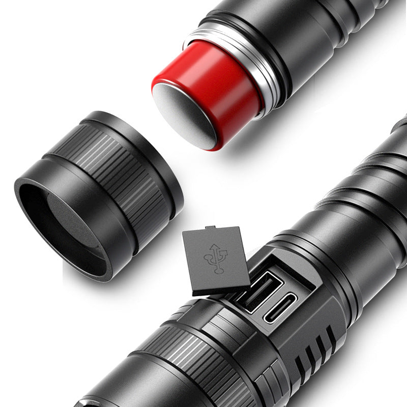 USB Charging Zoom Electric Display Portable Flashlight
