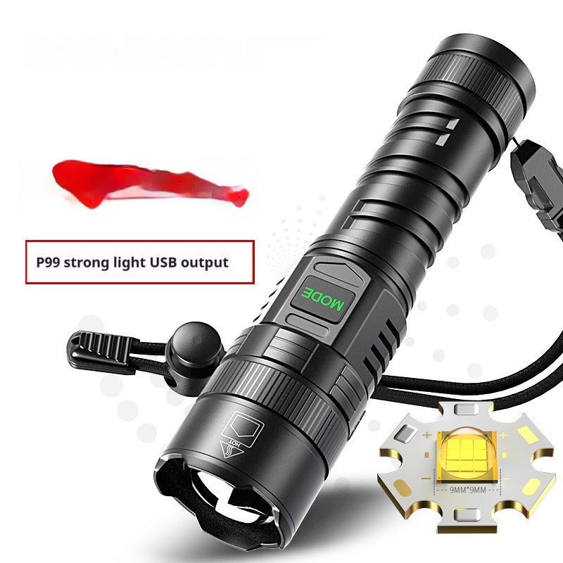 USB Charging Zoom Electric Display Portable Flashlight