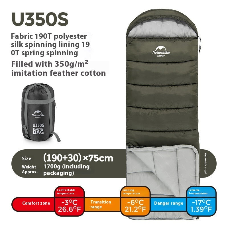 Envelope Hooded Camping Sleeping Bag