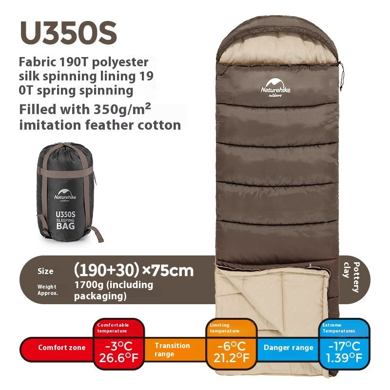 Envelope Hooded Camping Sleeping Bag