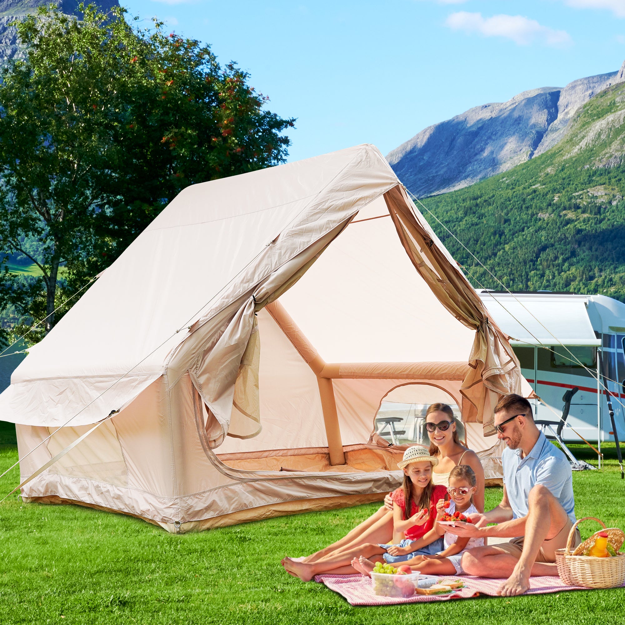 Inflatable Camping Tent With Pump For 4-6 Person